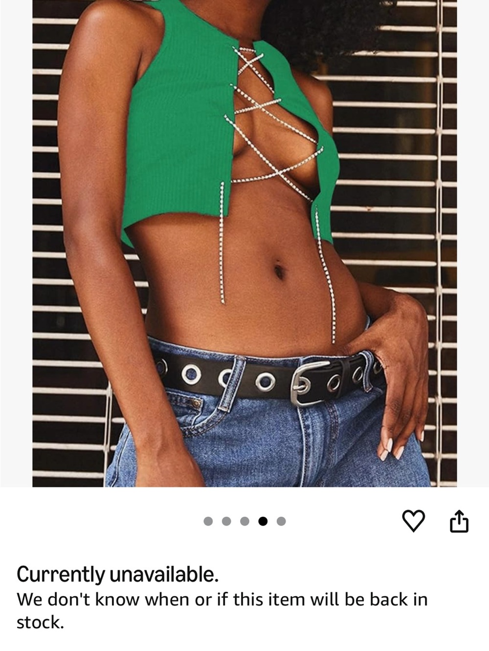 Green Lace-Up Rib Knit Crop Top - Women's